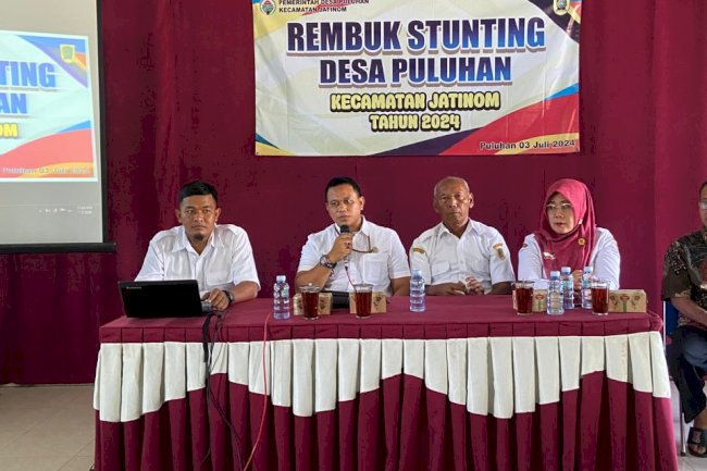Sambutan dan Pembukaan Camat Jatinom Bp. Agus Sunyata, S.SiT. M.H dalam acara Rembuk Stunting Desa Puluhan