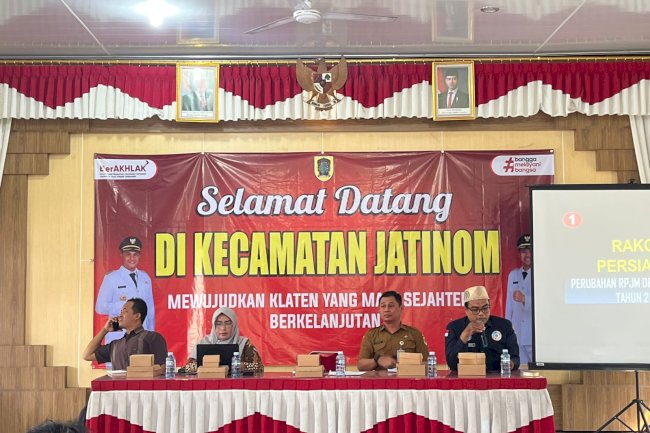 Senin, 25 Agustus 2025 Pengarahan penyusunan RPJMDes dan RKPDes Perubahan di Aula Kecamatan Jatinom