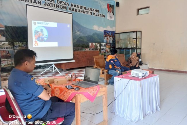 Giat pagi ini, peningkatan kapasitas relawan destana Desa Randulanang di aula baldes,jumat 21 nov 2025
