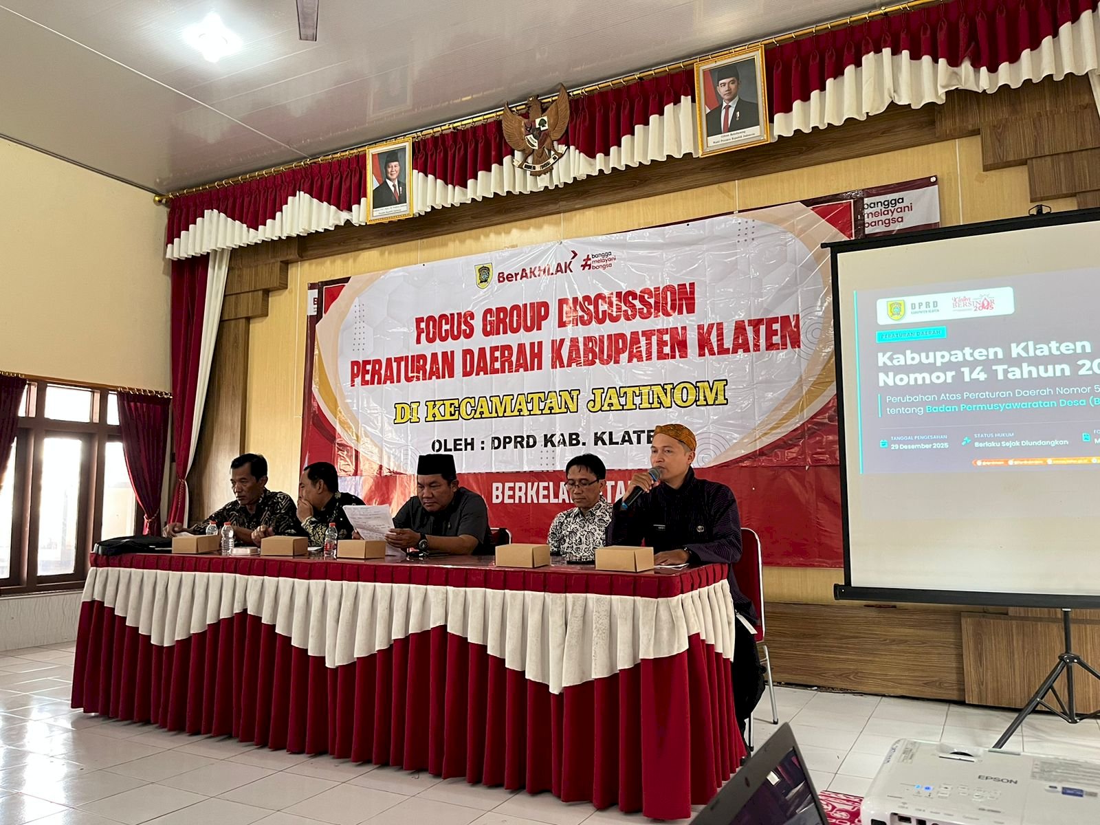 Sosialisasi Perda no 14 Tahun 2025 Tentang perubahan atas peraturan daerah Nomor 5 Tahun 2017 ttg BPD Aula Kecamatan Jatinom